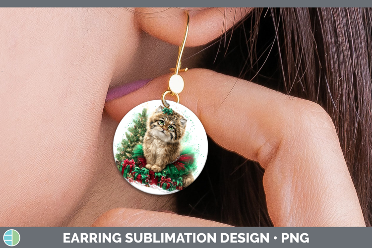 Pallas Cat Round Earrings Wild Cats Cute Christmas Sublimati