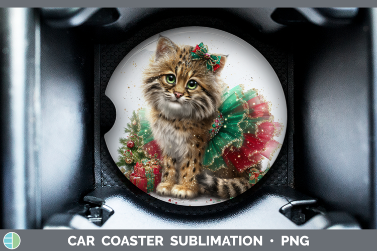Pampas Cat Car Coaster Wild Cats Cute Christmas Sublimation