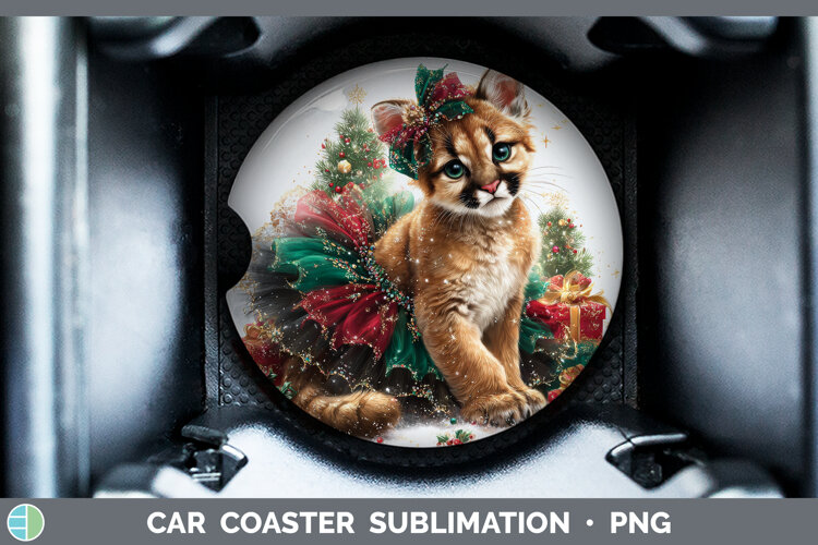 GorgeousWild Cats Cute Christmas Car Coaster design.
