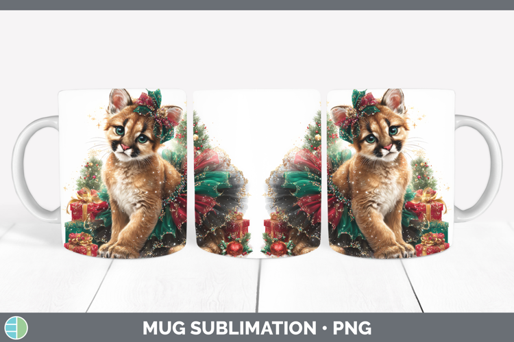 Puma Concolor Mug Wrap Wild Cats Cute Christmas Sublimation