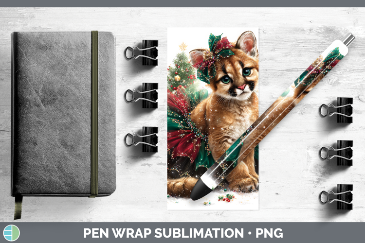 Puma Concolor Pen Wrap Wild Cats Cute Christmas Sublimation