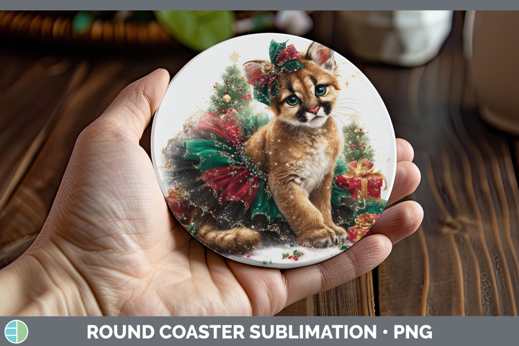 Puma Concolor Round Coaster Wild Cats Cute Christmas Sublima