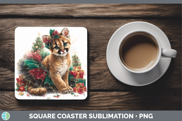 Puma Concolor Square Coaster Wild Cats Cute Christmas Sublim