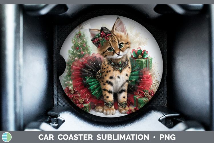 Serval Car Coaster Wild Cats Cute Christmas Sublimation Des