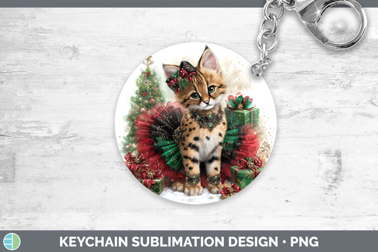 GorgeousWild Cats Cute Christmas Keychain design.