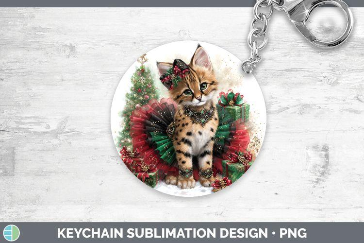 Serval Keychain Wild Cats Cute Christmas Sublimation Keyring