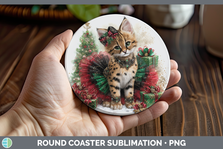 Serval Round Coaster Wild Cats Cute Christmas Sublimation Co