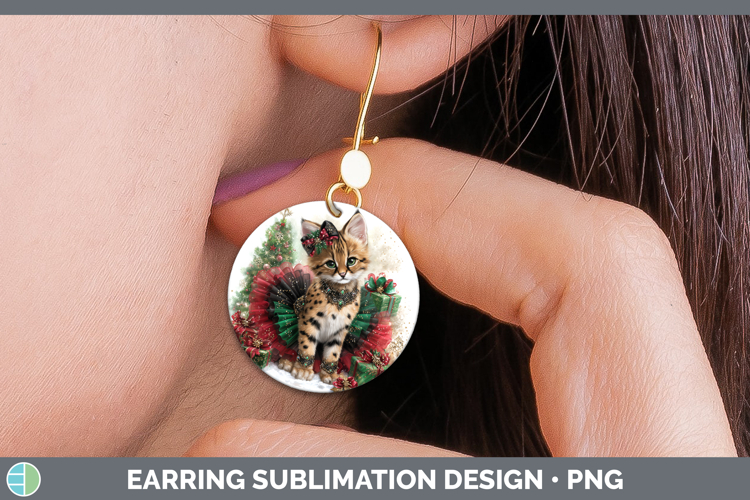 Serval Round Earrings Wild Cats Cute Christmas Sublimation E