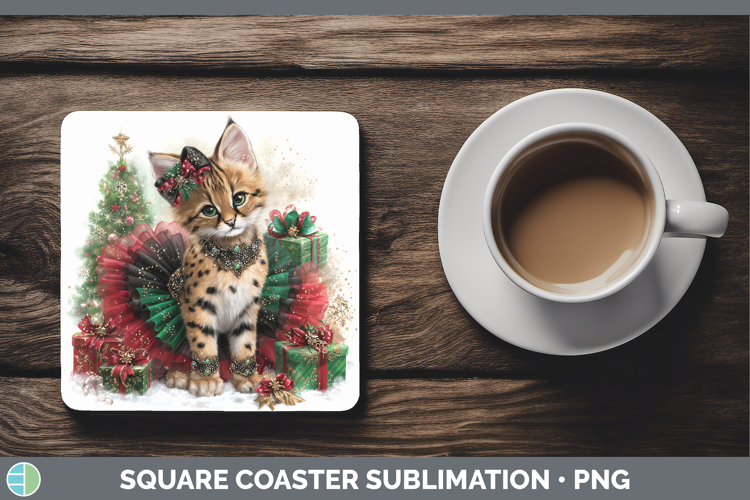 Serval Square Coaster Wild Cats Cute Christmas Sublimation C