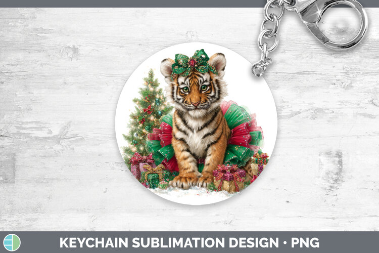 GorgeousWild Cats Cute Christmas Keychain design.