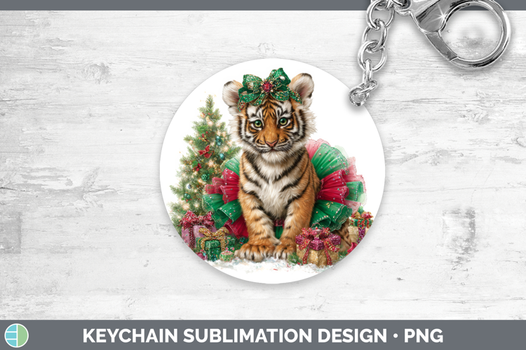Tiger Keychain Wild Cats Cute Christmas Sublimation Keyring