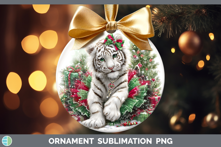White Tiger Ornament Wild Cats Cute Christmas Sublimation Ba