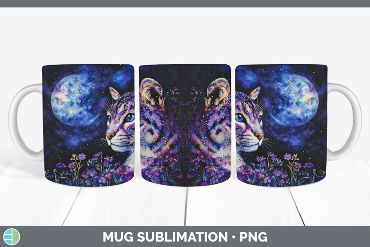 GorgeousWild Cats Galaxy Mug Wrap design.