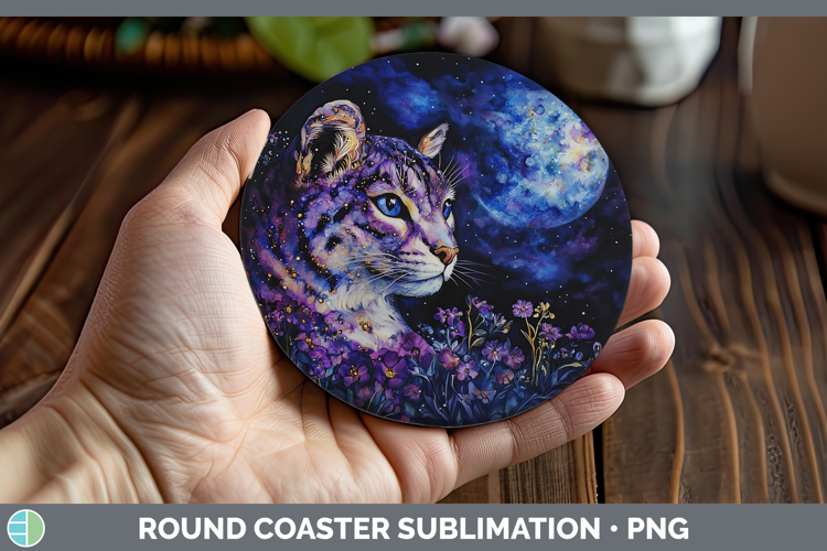 Wild Cats Galaxy Andean Mountain Cat Round Coaster Sublimati