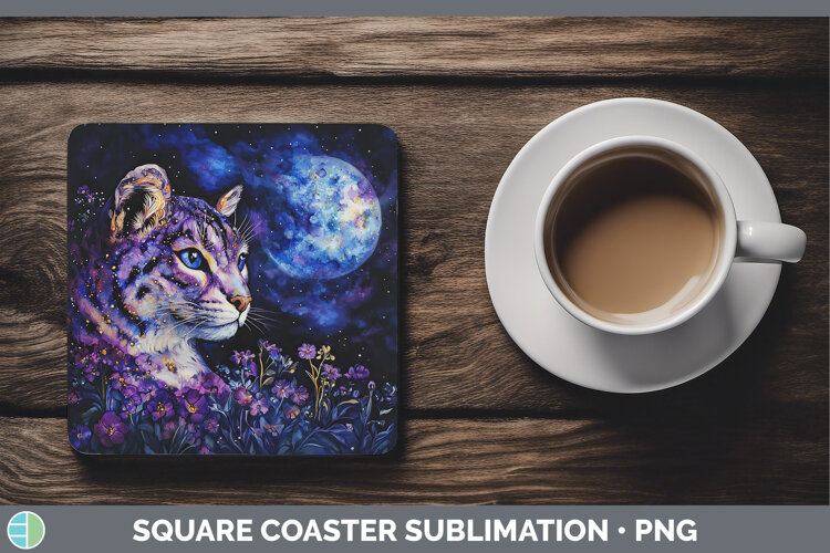 GorgeousWild Cats Galaxy Square Coaster design.