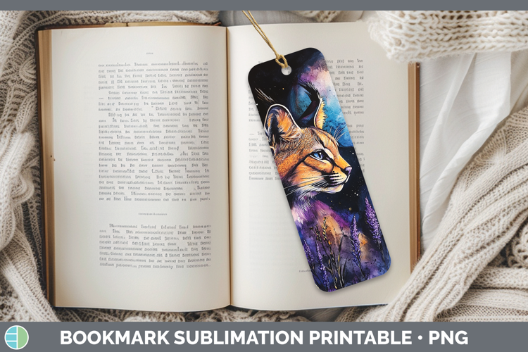 Wild Cats Galaxy Caracal Bookmark Sublimation Printable Desi