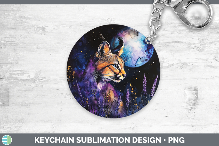 Wild Cats Galaxy Caracal Keychain Sublimation Keyring Design