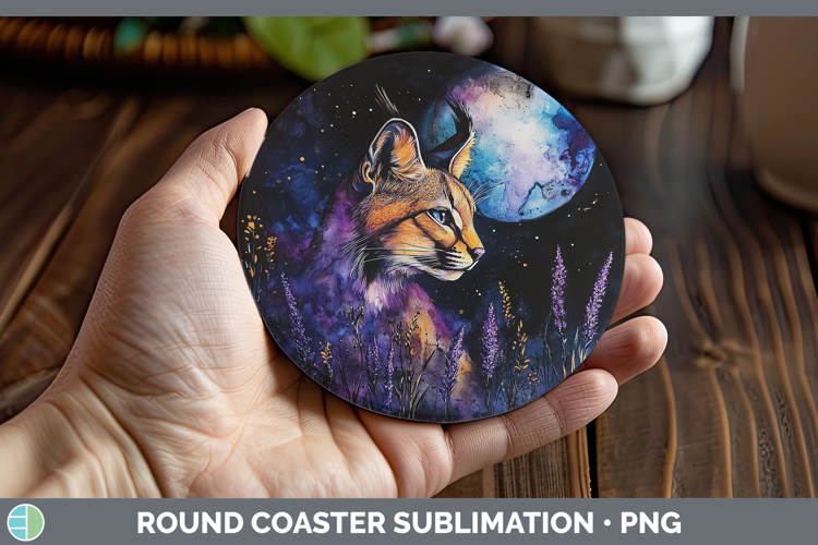 Wild Cats Galaxy Caracal Round Coaster Sublimation Coaster D