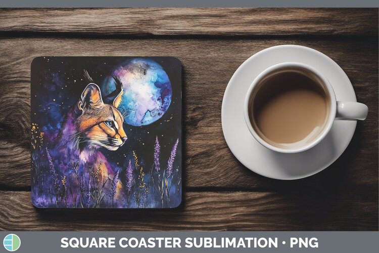 GorgeousWild Cats Galaxy Square Coaster design.