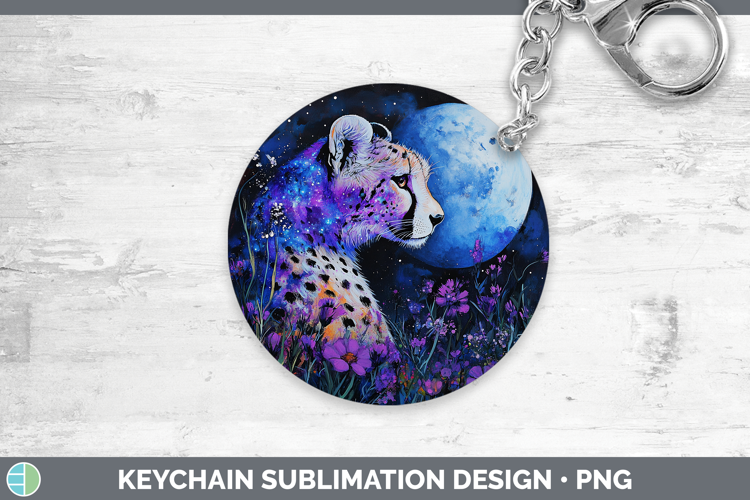 Wild Cats Galaxy Cheetah Keychain Sublimation Keyring Design