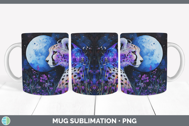 Wild Cats Galaxy Cheetah Mug Wrap Sublimation Coffee Cup Des