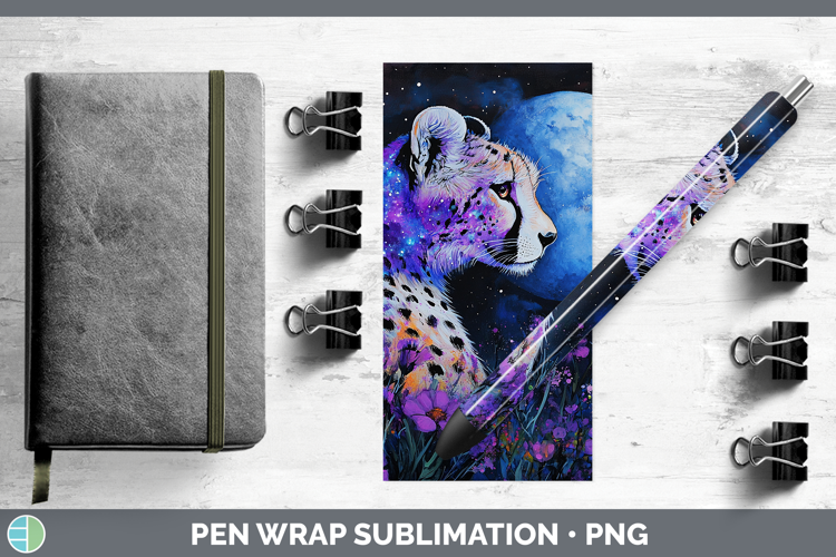 Wild Cats Galaxy Cheetah Pen Wrap Sublimation Pen Designs