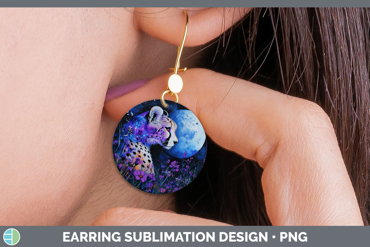 Wild Cats Galaxy Cheetah Round Earrings Sublimation Earrings