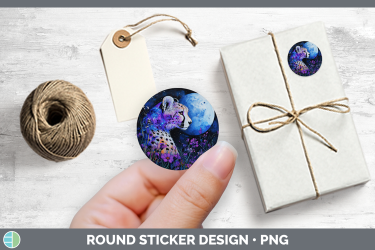 Wild Cats Galaxy Cheetah Stickers | Round Labels Designs