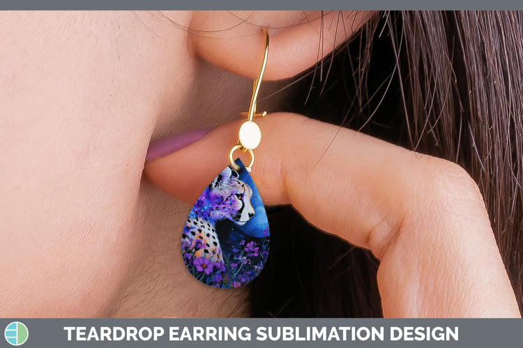 Wild Cats Galaxy Cheetah Teardrop Earrings Sublimation Earri