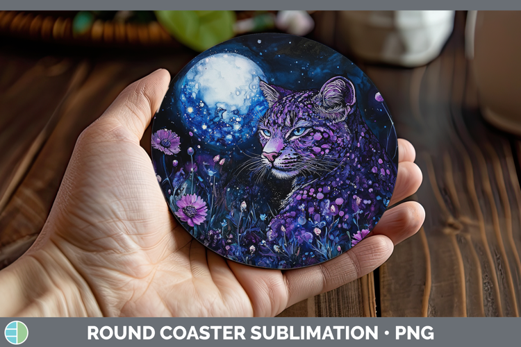 Wild Cats Galaxy Geoffroys Cat Round Coaster Sublimation Coa