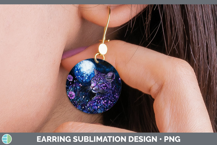 Wild Cats Galaxy Geoffroys Cat Round Earrings Sublimation Ea