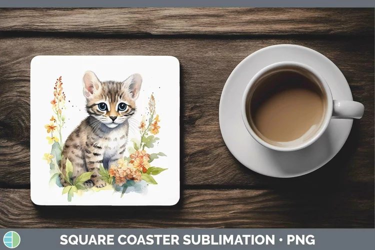 Wild Cats Geoffroys Cat Square Coaster Sublimation Coaster D