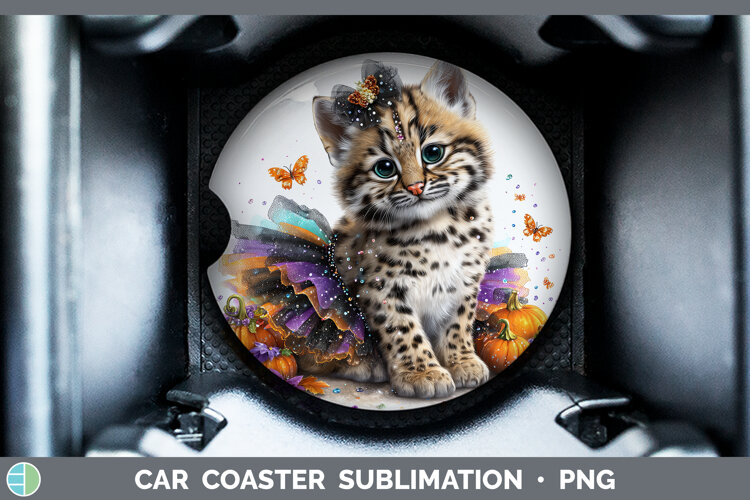 GorgeousWild Cats Halloween Car Coaster design.