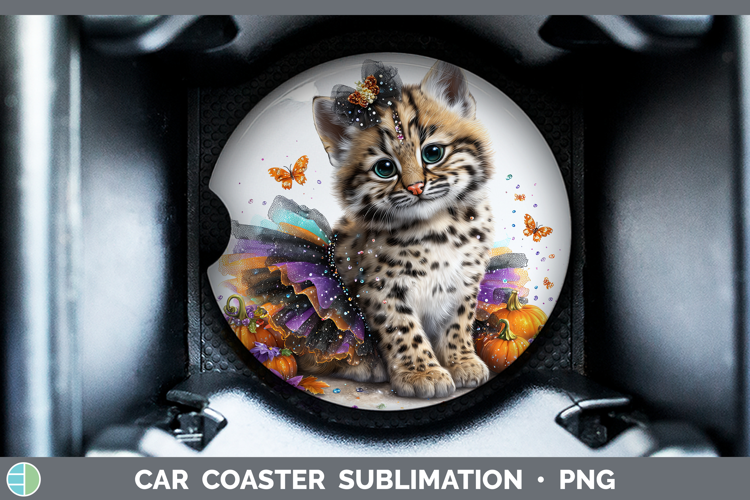Wild Cats Halloween Andean Mountain Cat Car Coaster Sublimat