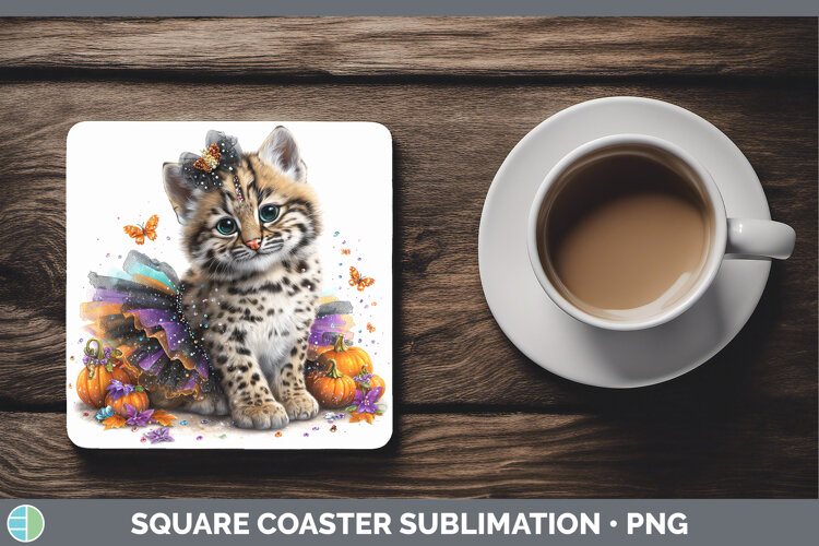 GorgeousWild Cats Halloween Square Coaster design.