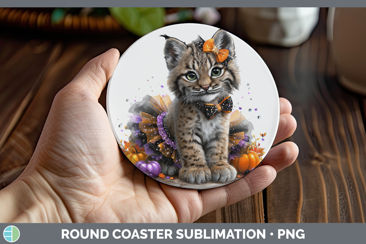 Wild Cats Halloween Canada Lynx Round Coaster Sublimation Co