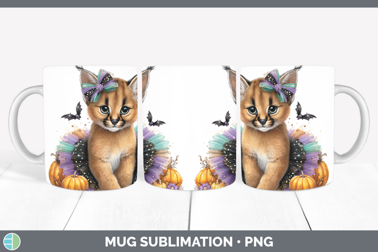 Wild Cats Halloween Caracal Mug Wrap Sublimation Coffee Cup