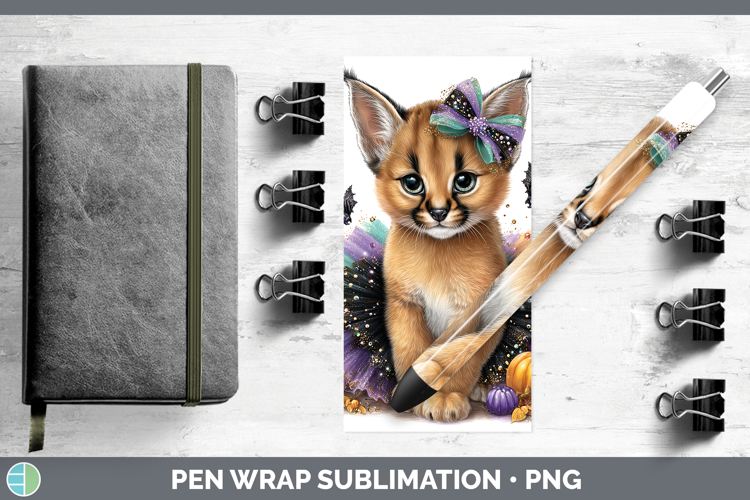 Wild Cats Halloween Caracal Pen Wrap Sublimation Pen Designs