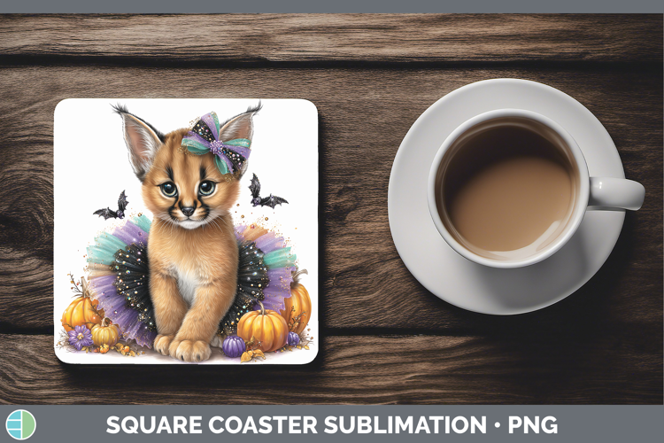 Wild Cats Halloween Caracal Square Coaster Sublimation Coast