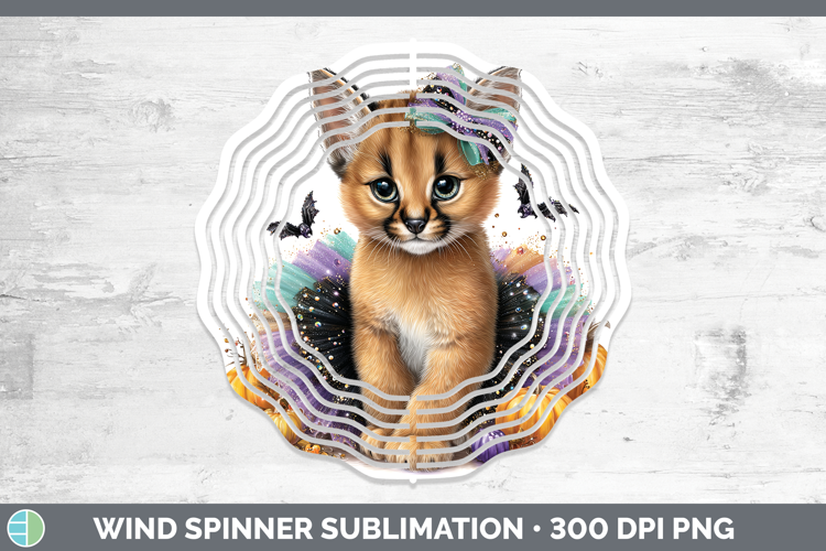 Wild Cats Halloween Caracal Wind Spinner Sublimation Spinner
