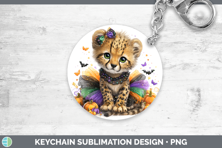 Wild Cats Halloween Cheetah Keychain Sublimation Keyring Des