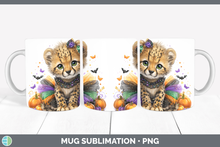 Wild Cats Halloween Cheetah Mug Wrap Sublimation Coffee Cup