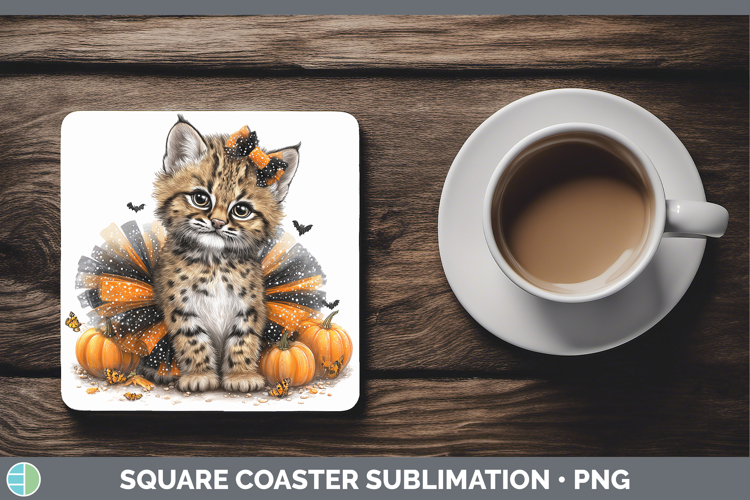 Wild Cats Halloween Geoffroys Cat Square Coaster Sublimation