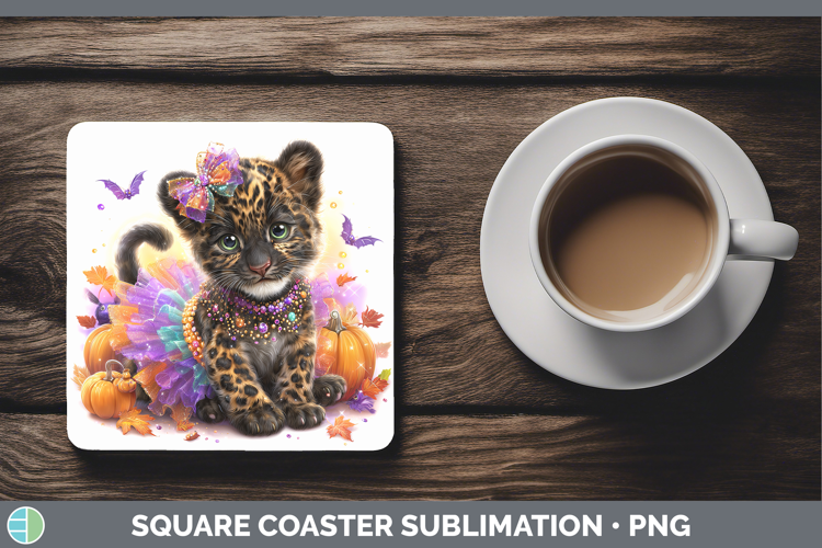 Wild Cats Halloween Jaguar Square Coaster Sublimation Coaste