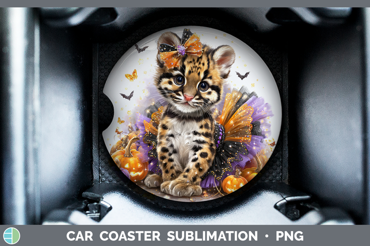 Wild Cats Halloween Leopard Clouded Car Coaster Sublimation