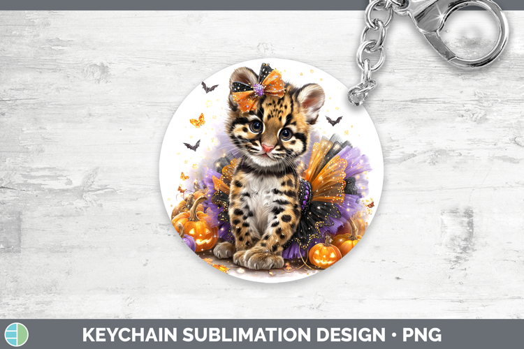 Wild Cats Halloween Leopard Clouded Keychain Sublimation Key