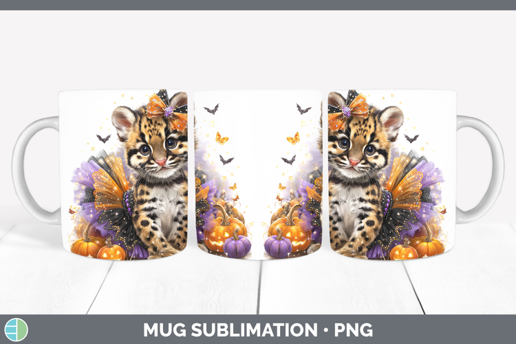 Wild Cats Halloween Leopard Clouded Mug Wrap Sublimation Cof