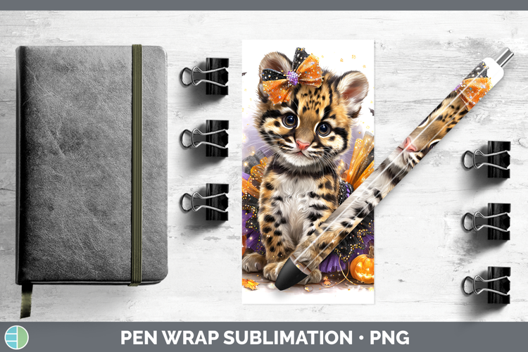 Wild Cats Halloween Leopard Clouded Pen Wrap Sublimation Pen