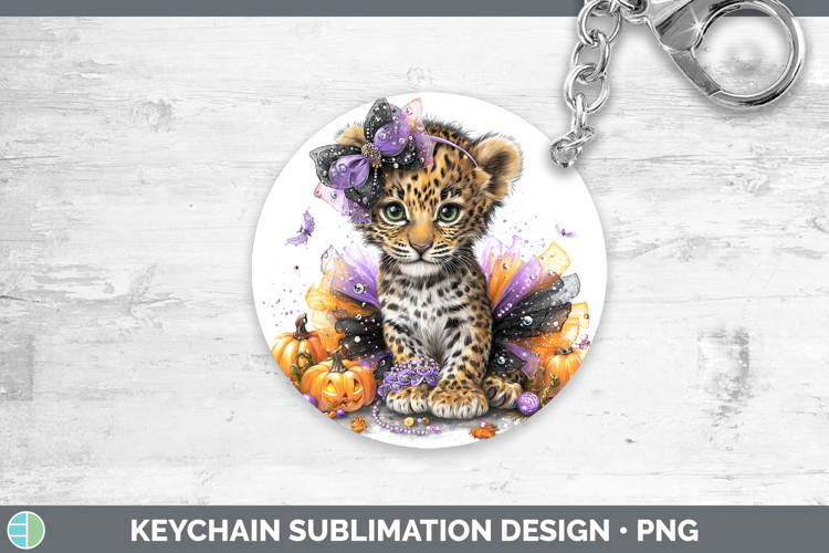 Wild Cats Halloween Leopard Keychain Sublimation Keyring Des