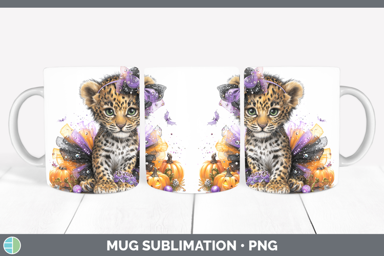 Wild Cats Halloween Leopard Mug Wrap Sublimation Coffee Cup
